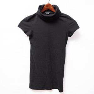 Theory Elizabeth Short Cap Sleeve Black Turtleneck Tunic Top Womens Small Soft